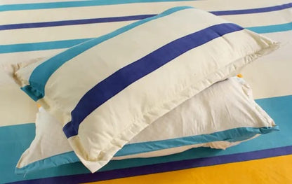 Super Soft Glace Cotton All Round Elastic Fitted Double Bed Bedsheet with 2 Pillow Covers-72x78x8
